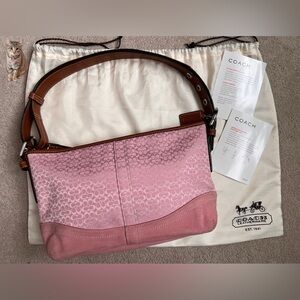 Y2K Coach Pink Monogram, Suede East West Legacy Zip